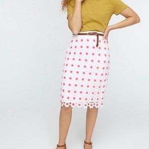 J CREW white pink pencil skirt in floral crochet